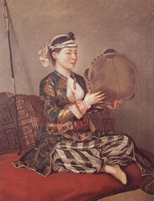 Jean-Etienne Liotard Girl in Turkish Costume with Tambourine China oil painting art